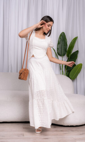 Falda Broderie - Blanco