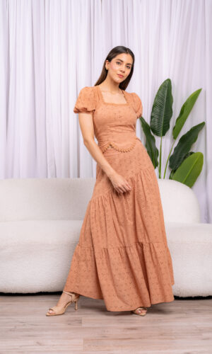 Falda Broderie - Camel